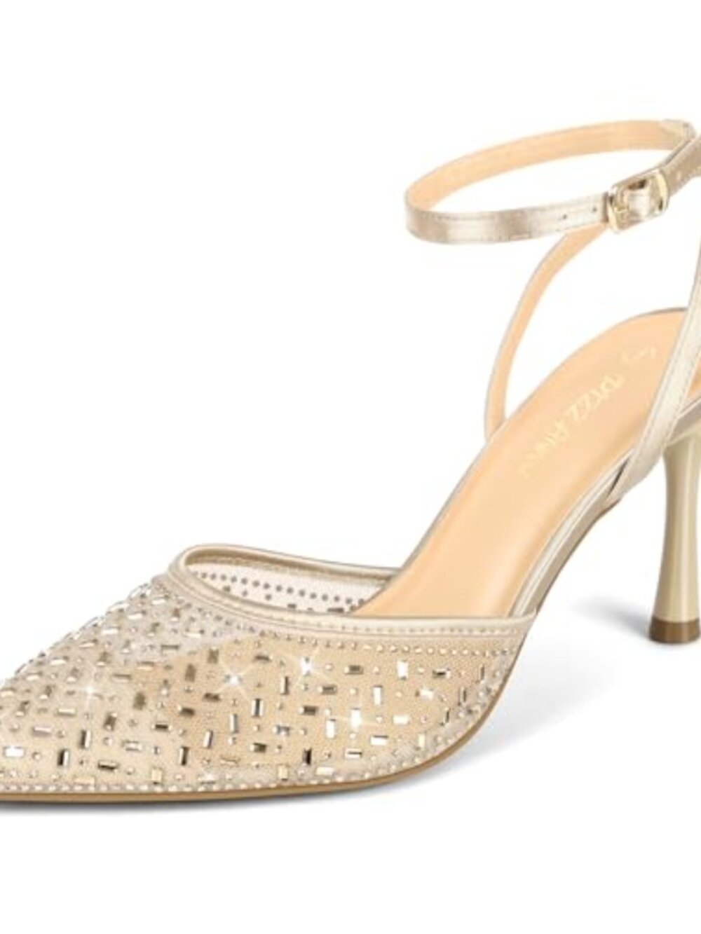 Women's Cienna High Heels Stiletto Pumps Mesh Rhinestones Ankle Strap